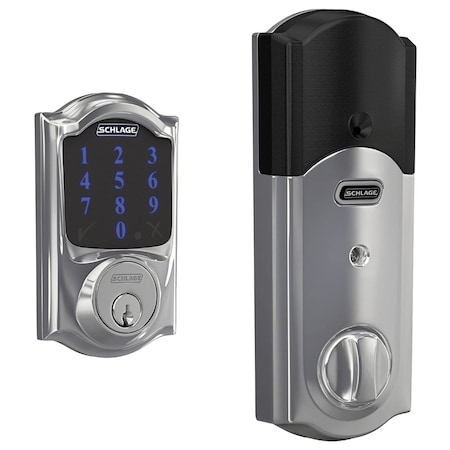 Grade 1 Touchscreen Deadbolt Lock, Connect Series, Camelot Trim, Bright Chrome Finish